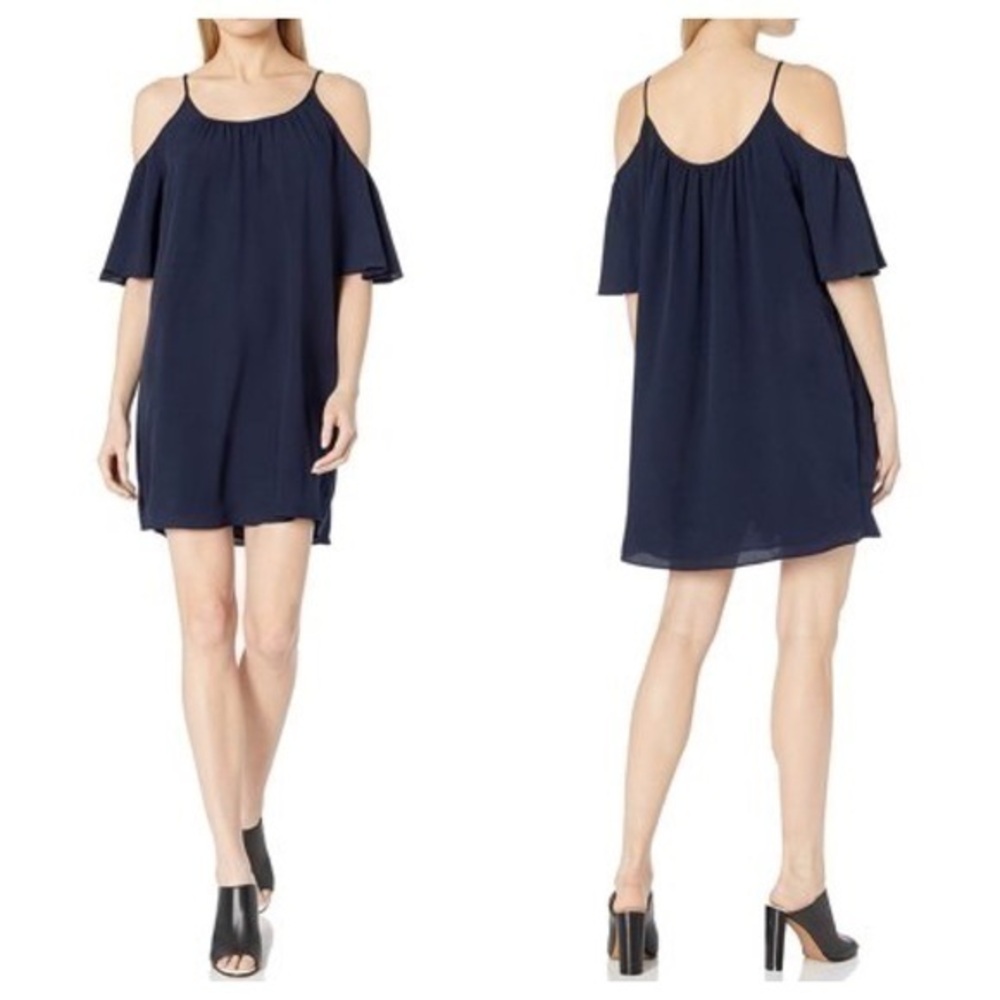 French Connection Polly navy cold shoulder dress